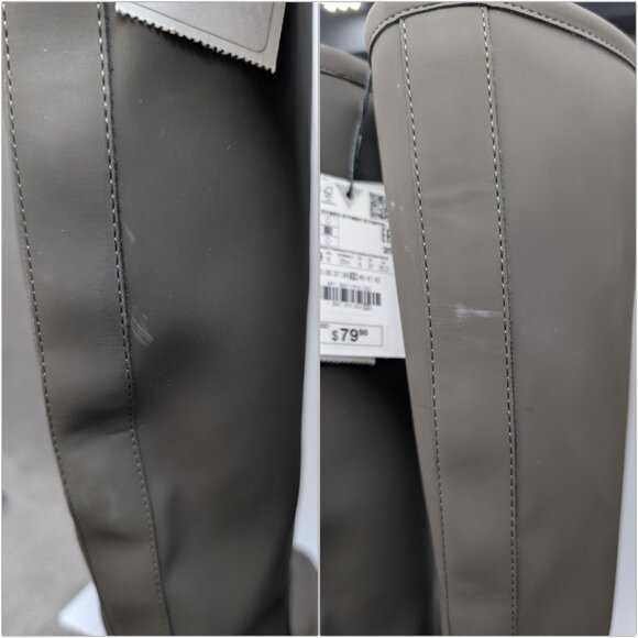 Zara Heeled Rubberized Tall Boots Womens Grey Airlift Chunky Sole Pull On Size 8 - Picture 14 of 14